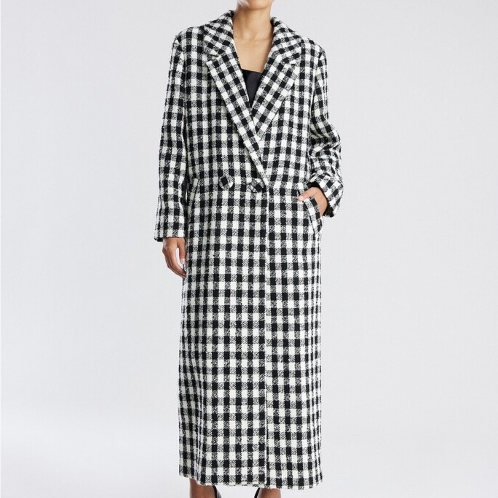 BCBGMaxAzria Monochrome Checkered Coat - Picture 2 of 3